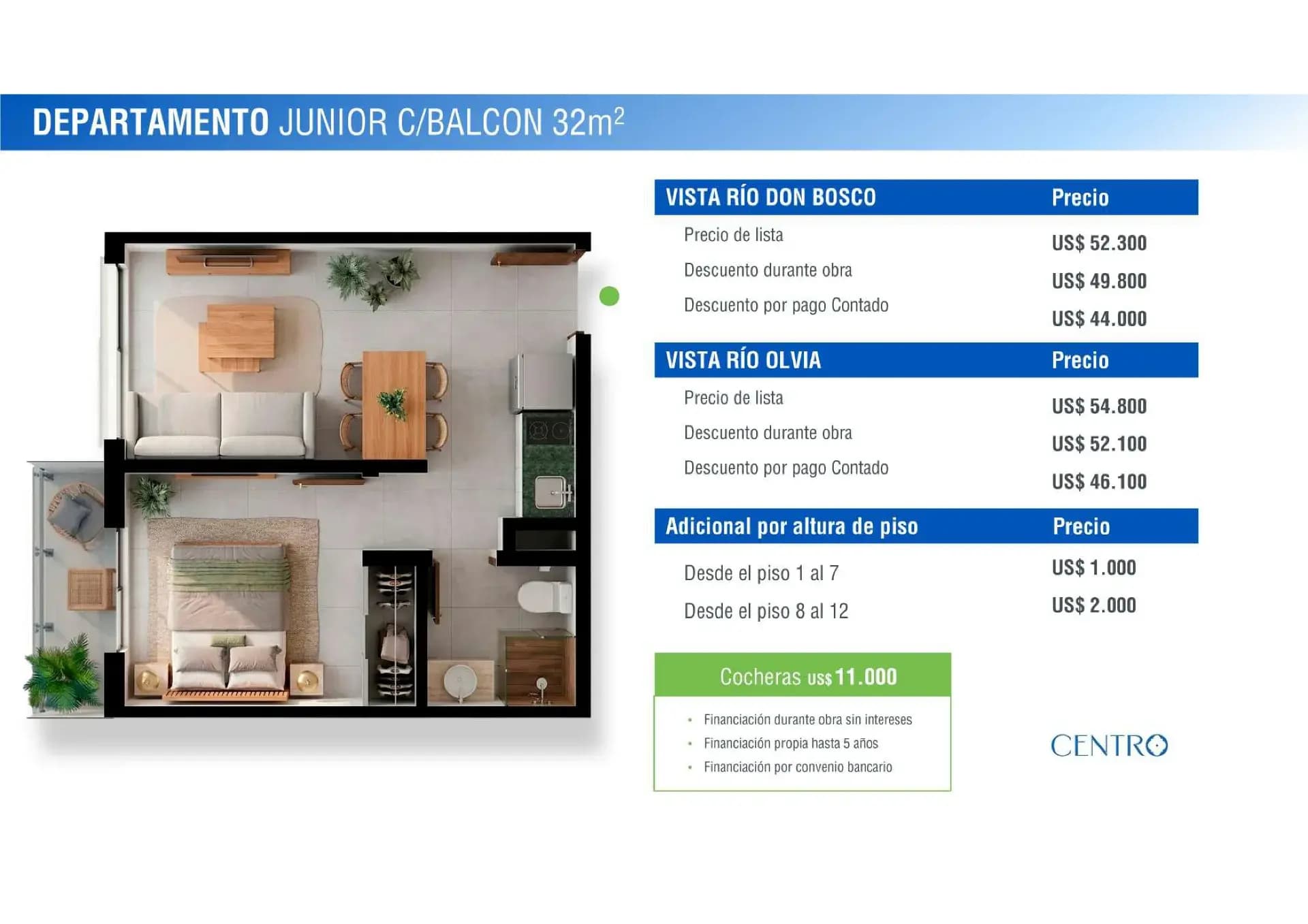 Foto 1 de 7 - APARTAMENTO 1 DORMITORIO JR CON BALCÓN 32 M² CON VISTAS AL RÍO, DISEÑO, VISTAS Y ESTILO DE VIDA