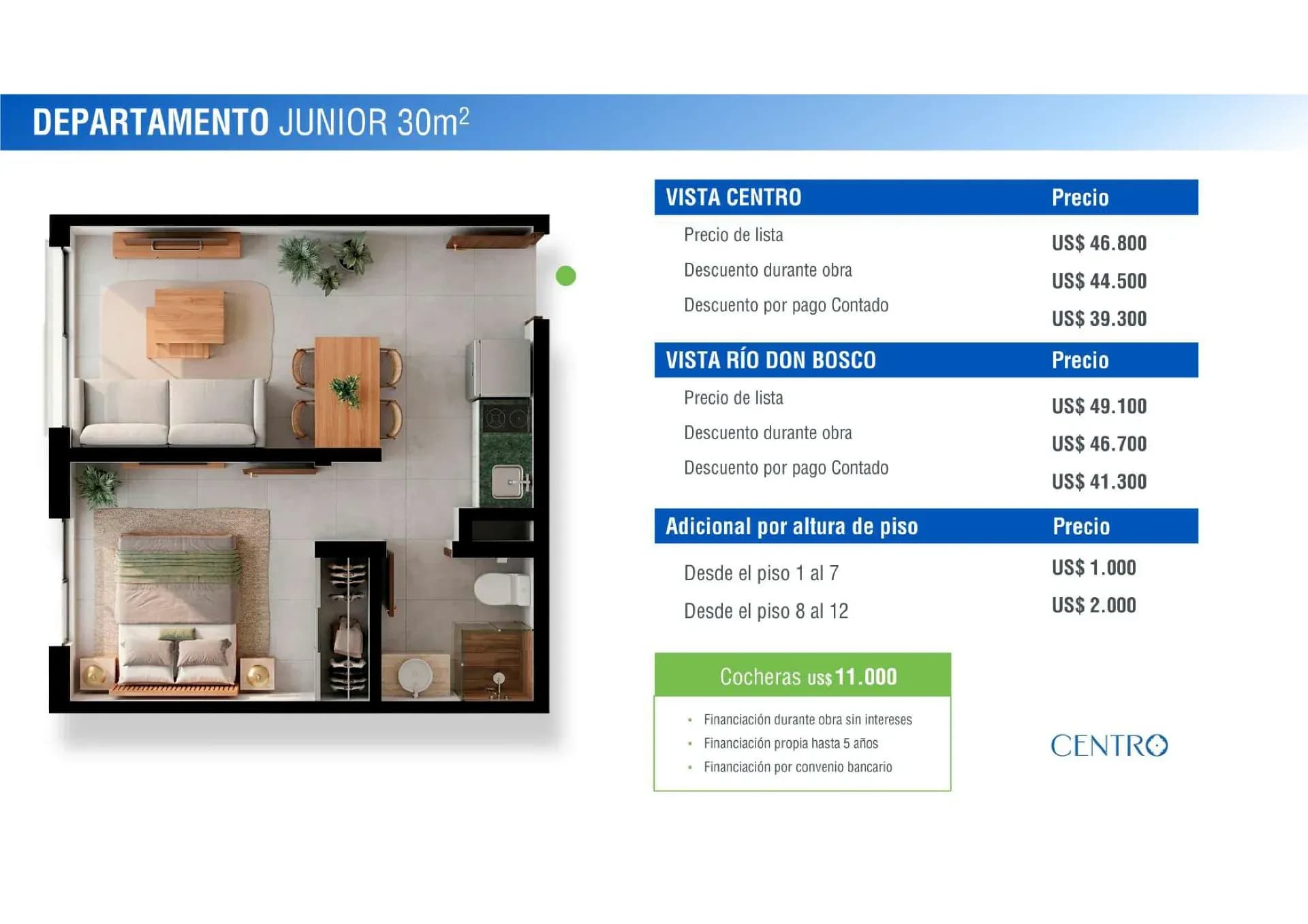 Foto 2 de 5 - APARTAMENTO DE 1 DORMITORIO JUNIOR CON VISTAS AL CENTRO, DISEÑO INTELIGENTE EN EL CORAZON DE ASUNCION