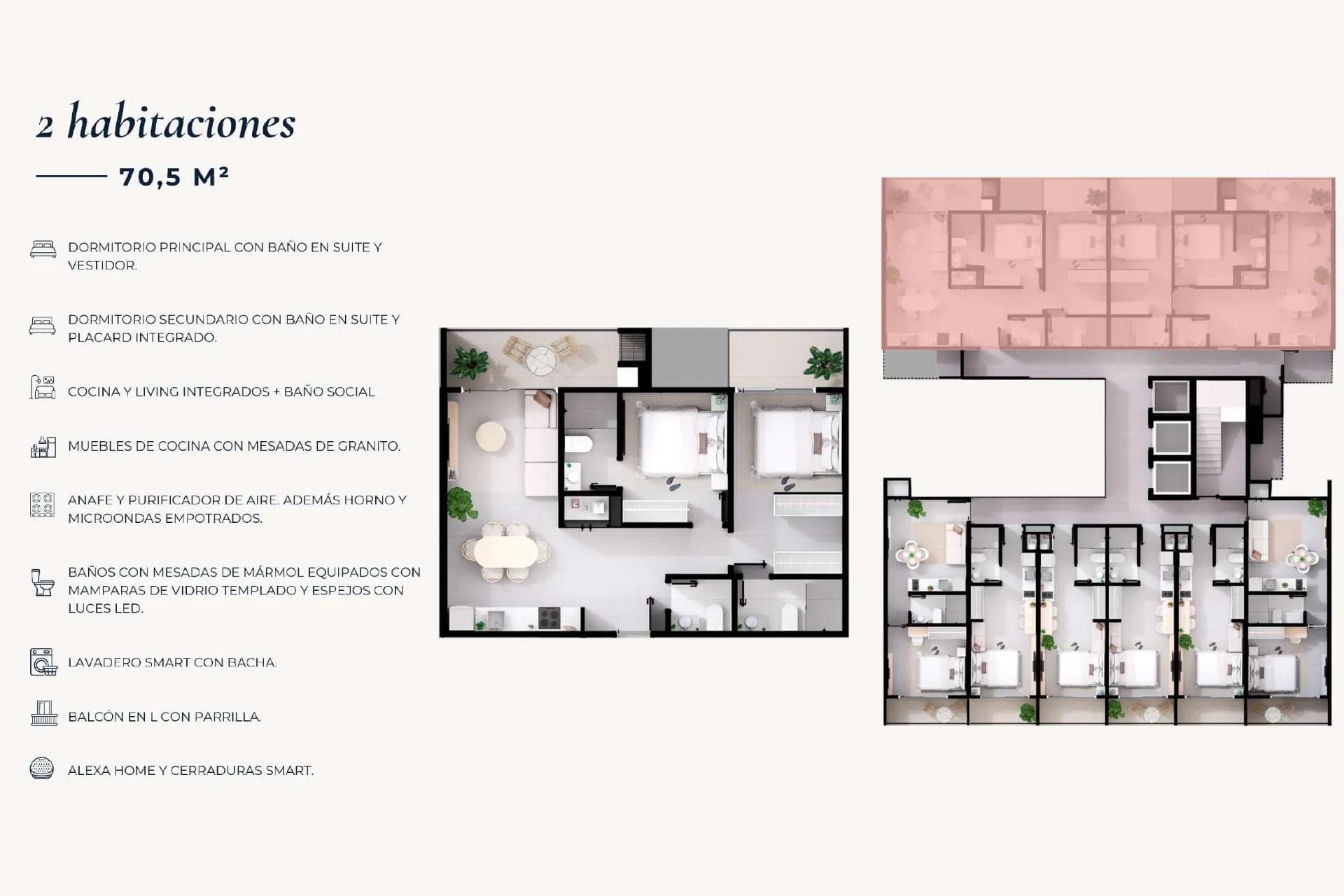 APARTAMENTO 2 DORMITORIOS EN SUITE DE 70,5 M², EN ZONA SHOPPING MARISCAL